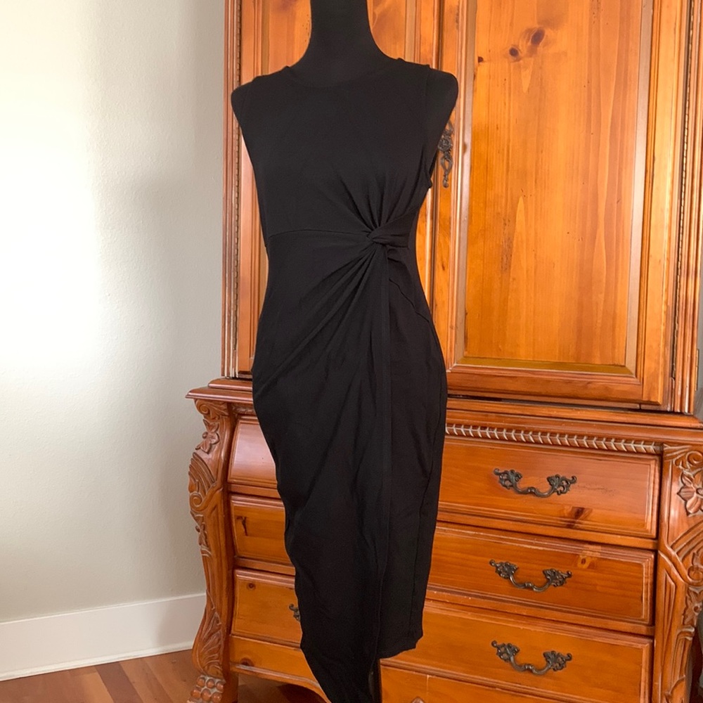 Bodycon Asymmetric Dress with gathered waist and front slit